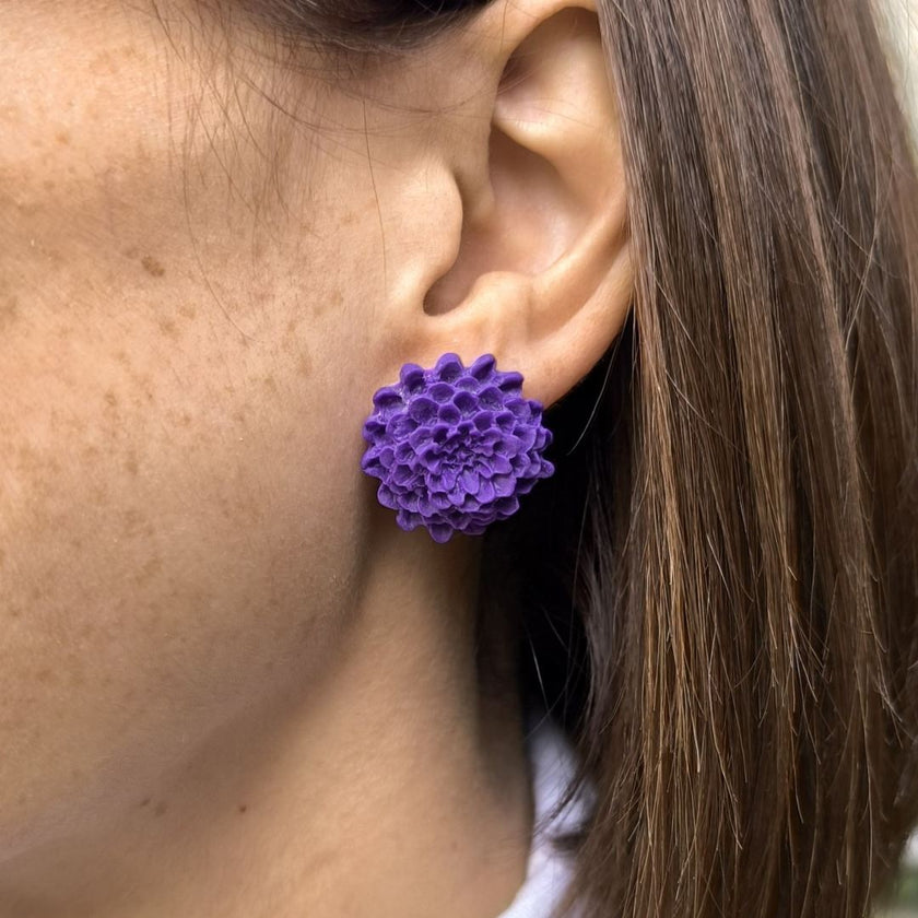 Chrysanthemum Küpe - Purple