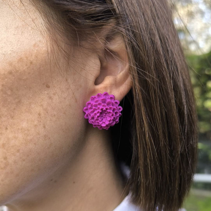 Chrysanthemum Küpe - Magenta