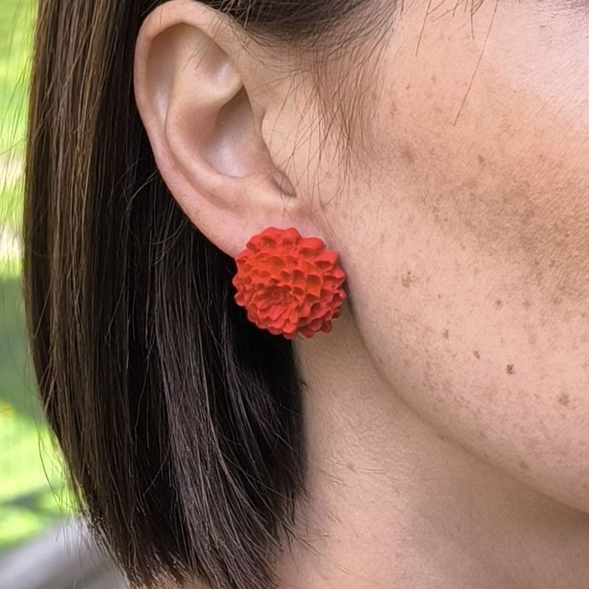 Chrysanthemum Küpe - Christmas Red