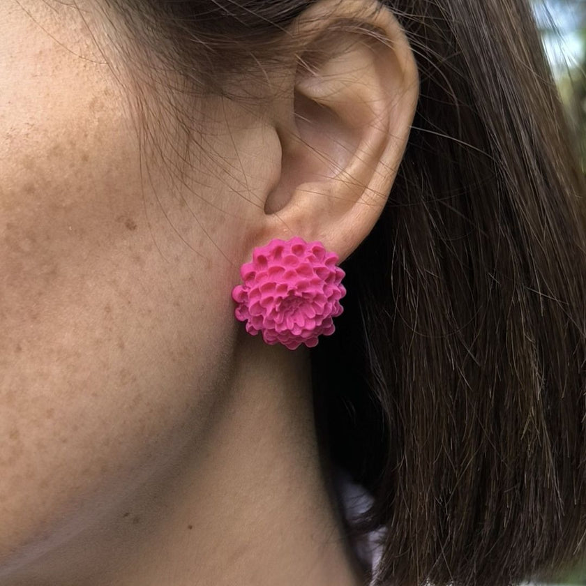 Chrysanthemum Küpe - Raspberry