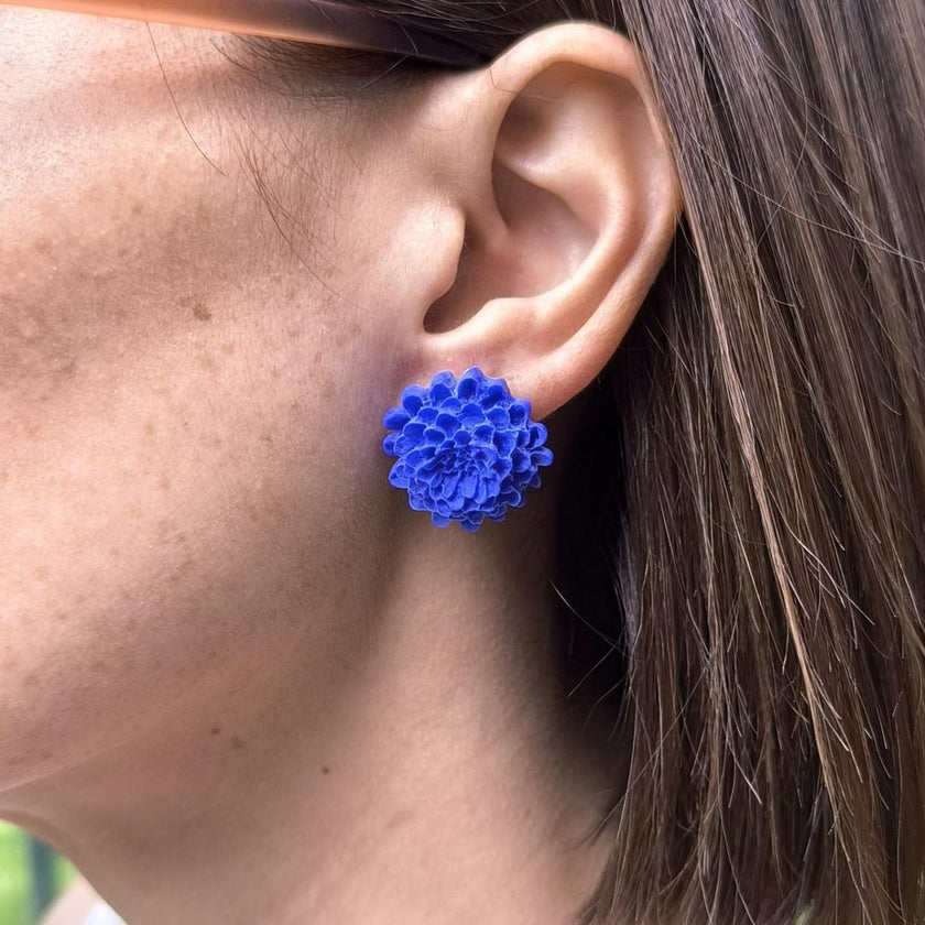 Chrysanthemum Küpe - Saks Blue