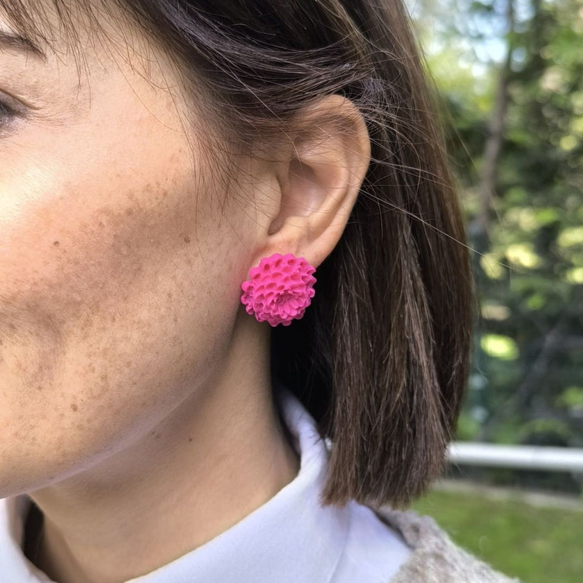 Chrysanthemum Küpe - Raspberry