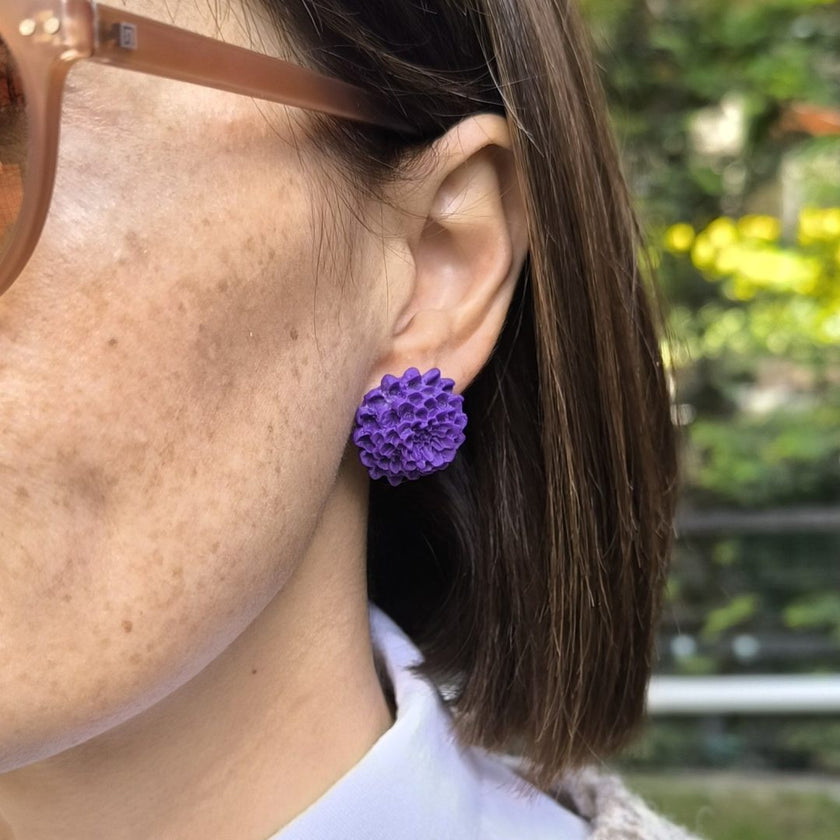 Chrysanthemum Küpe - Purple