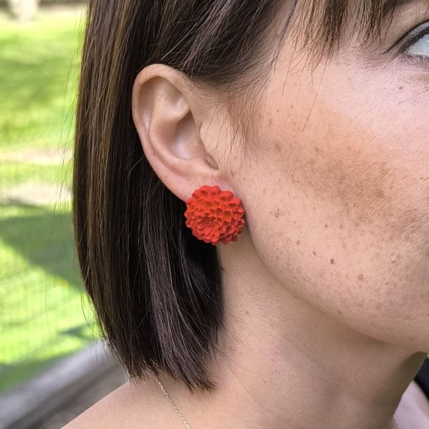 Chrysanthemum Küpe - Christmas Red