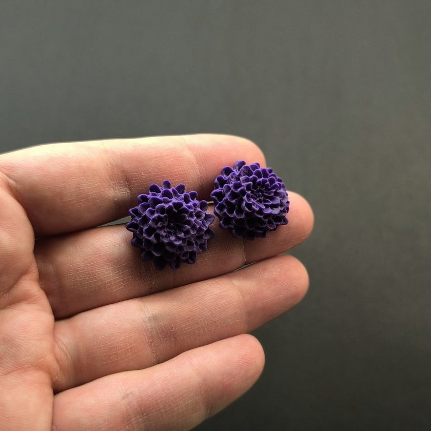 Chrysanthemum Küpe - Purple