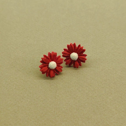 Daisy Minimalist Küpe - Christmas Red v2