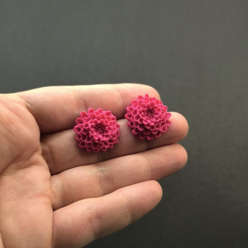 Chrysanthemum Küpe - Raspberry