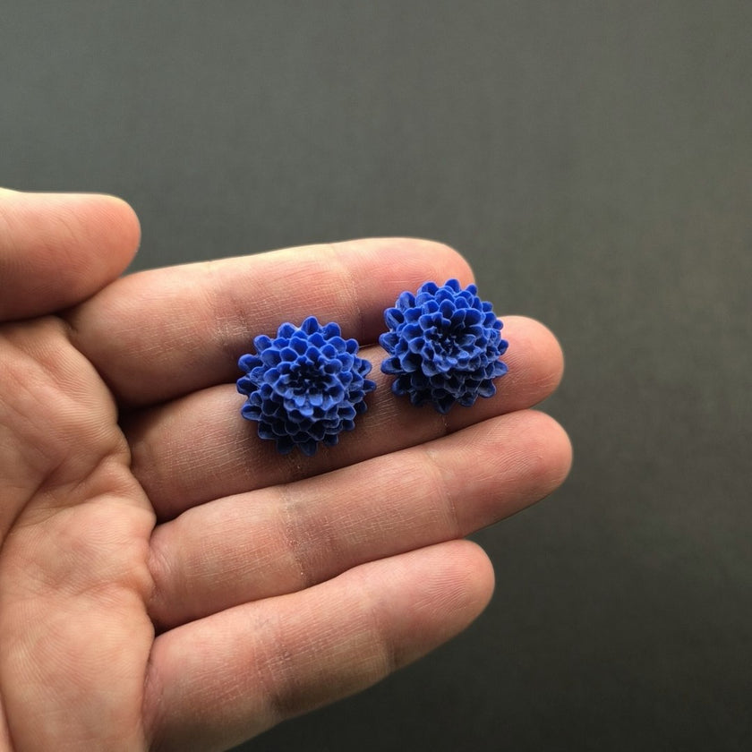 Chrysanthemum Küpe - Saks Blue