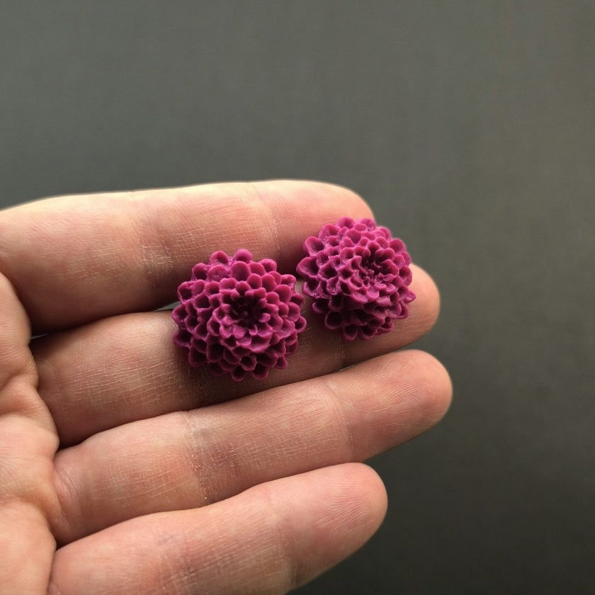 Chrysanthemum Küpe - Magenta