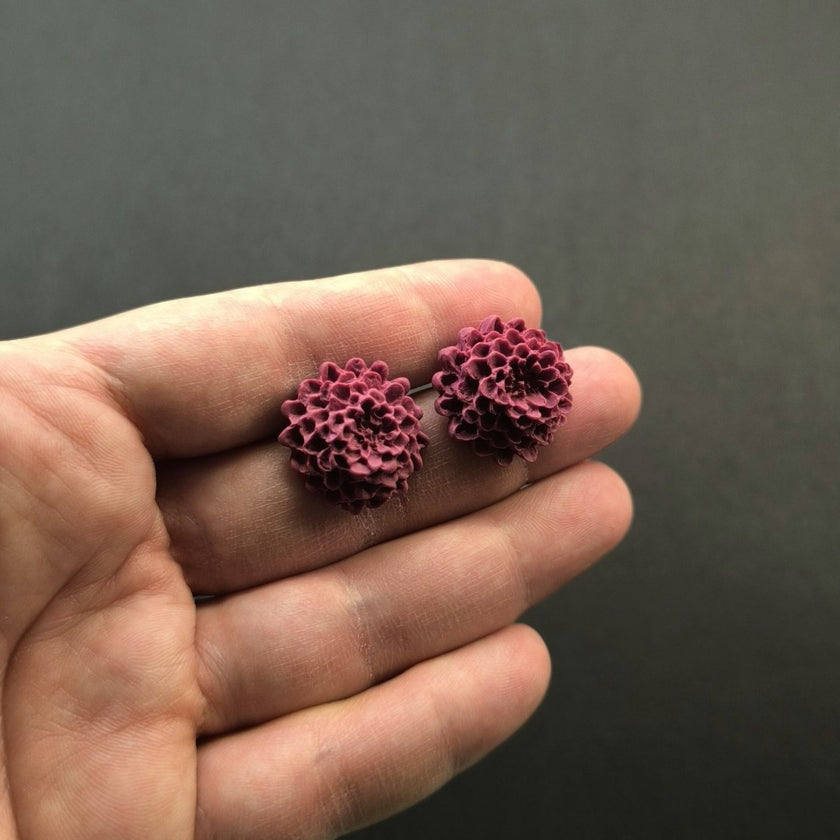 Chrysanthemum Küpe - Frozen Berry