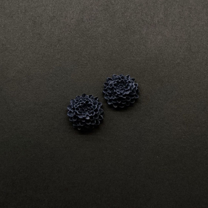 Chrysanthemum Küpe - Navy Blue