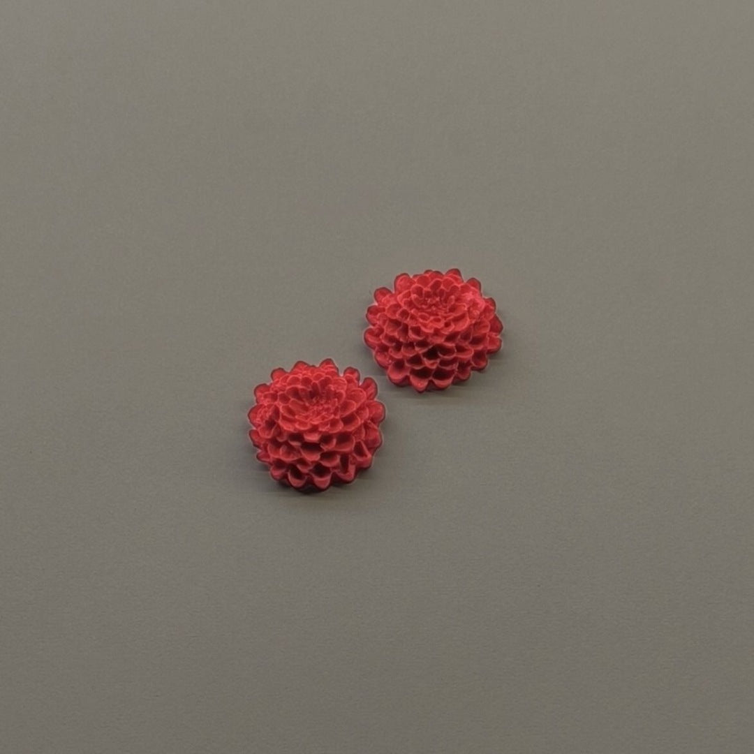 Chrysanthemum Küpe - Christmas Red