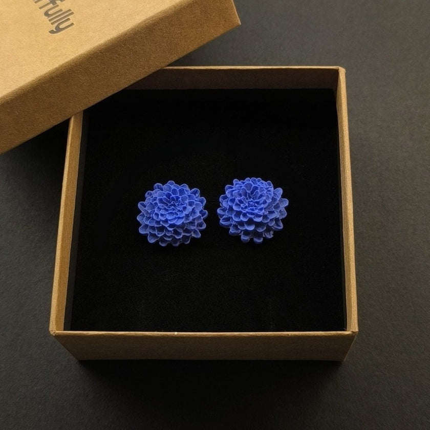 Chrysanthemum Küpe - Saks Blue