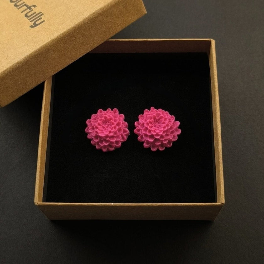 Chrysanthemum Küpe - Raspberry