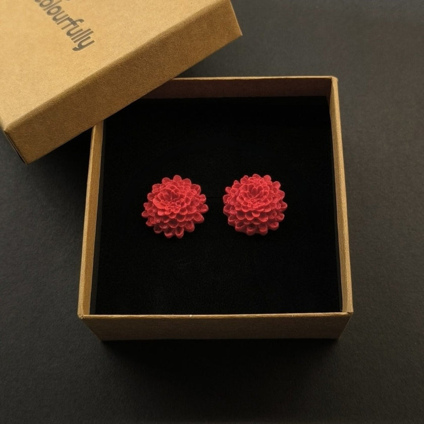 Chrysanthemum Küpe - Christmas Red