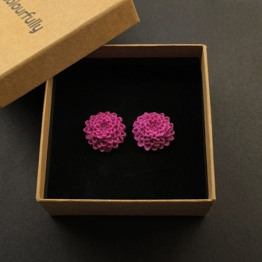 Chrysanthemum Küpe - Magenta