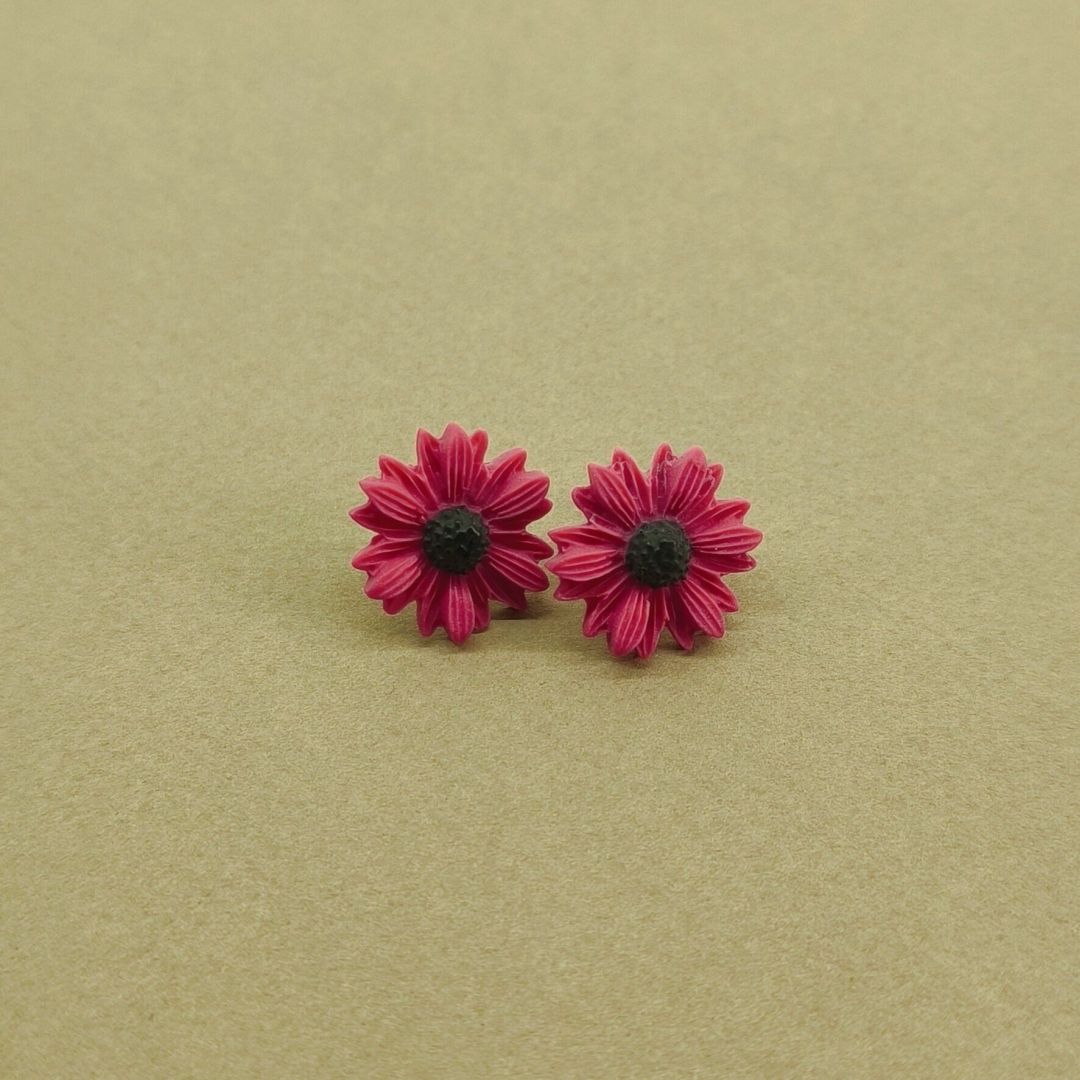 Daisy Minimalist Küpe - Raspberry