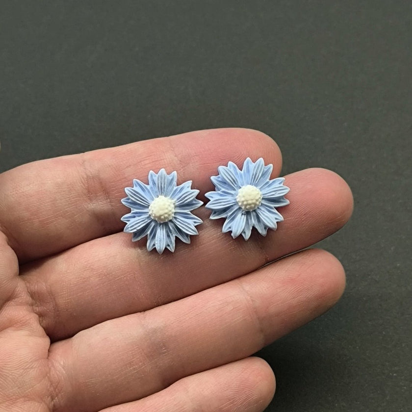 Daisy Minimalist Küpe - Sky Blue