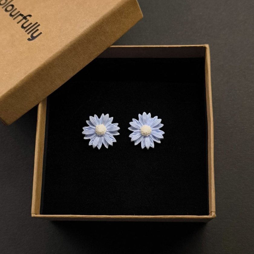 Daisy Minimalist Küpe - Sky Blue