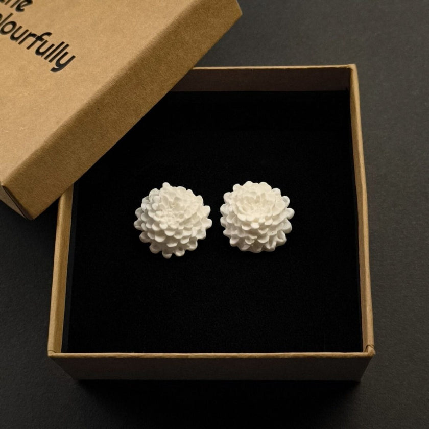 Chrysanthemum Küpe - Salt White