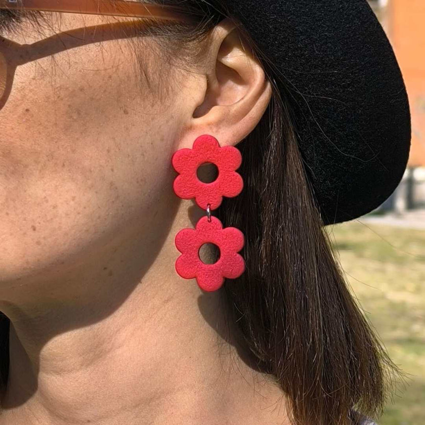 Daisy Doubles Küpe - Cherry Red