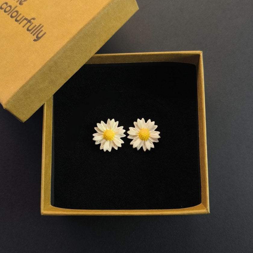 Daisy Minimalist Küpe - Salt White